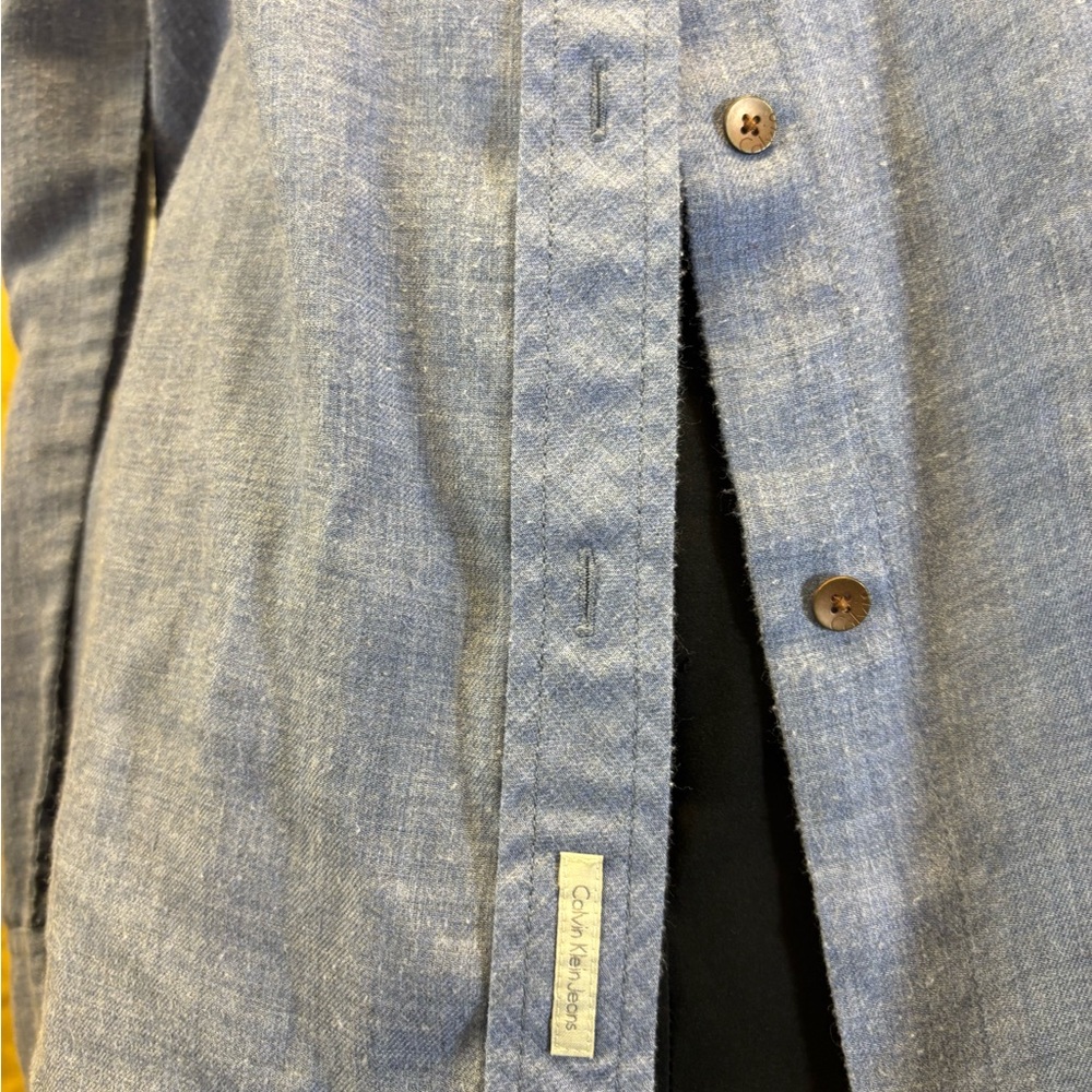 Calvin Klein Denim Blue Shirt‎ with Brown Accents